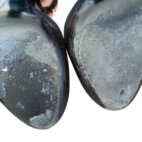 Bottega Veneta Brown Leather T-Strap Cut Out Heels Pumps Black Satin size 39 9 - Picture 15 of 16